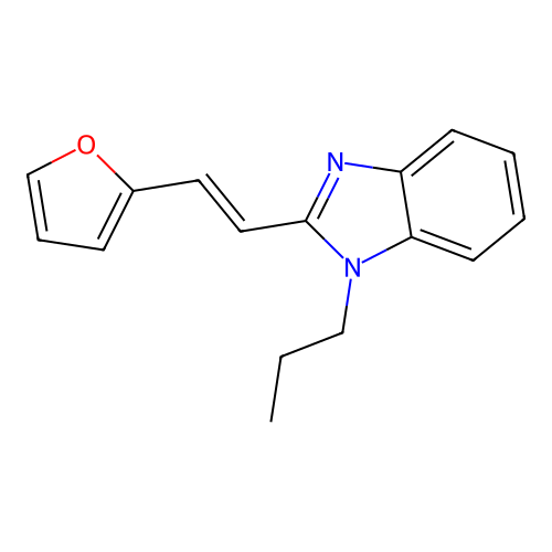 2-[(1E)-2-(1-propylbenzimidazol-2-yl)vinyl]furan structure