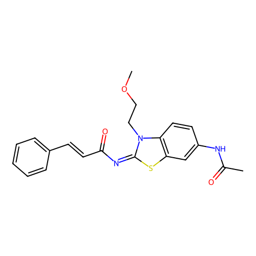 (Z)-N-(6-acetamido-3-(2-methoxyethyl)benzo[d]thiazol-2(3H)-ylidene)cinnamamide structure