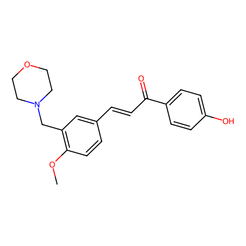 1-(4-Hydroxy-phenyl)-3-(4-methoxy-3-morpholin-4-ylmethyl-phenyl)-propenone structure