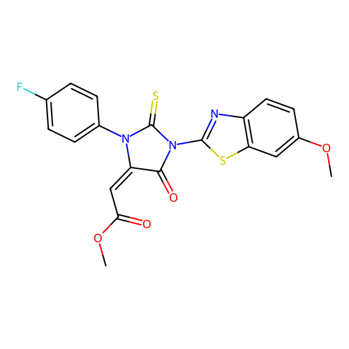 (E)-methyl 2-(3-(4-fluorophenyl)-1-(6-methoxybenzo[d]thiazol-2-yl)-5-oxo-2-thioxoimidazolidin-4-ylidene)acetate structure