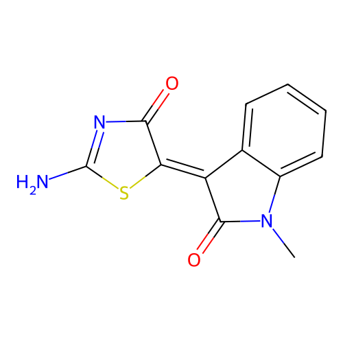 3-(2-Imino-4-oxo-thiazolidin-5-ylidene)-1-methyl-1,3-dihydro-indol-2-one structure