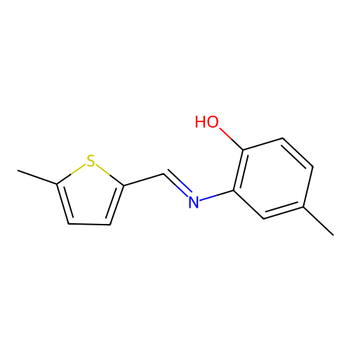 4-Methyl-2-[(5-methyl-2-thiophenyl)methylideneamino]phenol structure