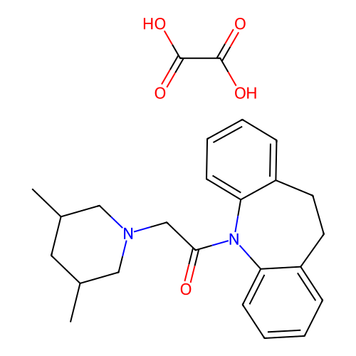 5-[(3,5-dimethyl-1-piperidinyl)acetyl]-10,11-dihydro-5H-dibenzo[b,f]azepine oxalate structure