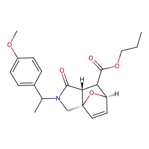 (3aS,6R,7aR)-propyl 2-(1-(4-methoxyphenyl)ethyl)-1-oxo-1,2,3,6,7,7a-hexahydro-3a,6-epoxyisoindole-7-carboxylate structure
