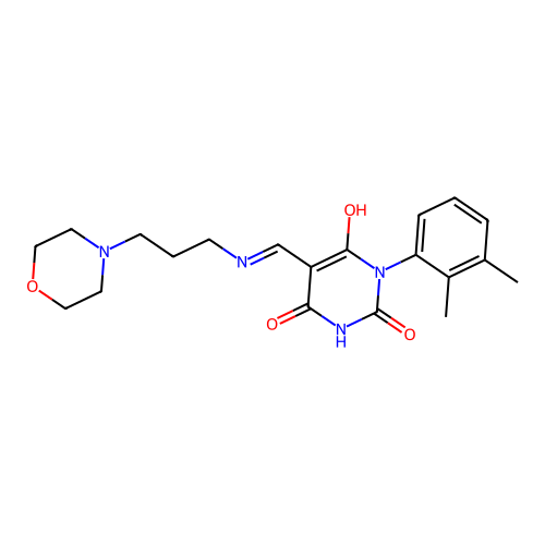 (5E)-1-(2,3-dimethylphenyl)-5-[(3-morpholin-4-ylpropylamino)methylidene]-1,3-diazinane-2,4,6-trione structure