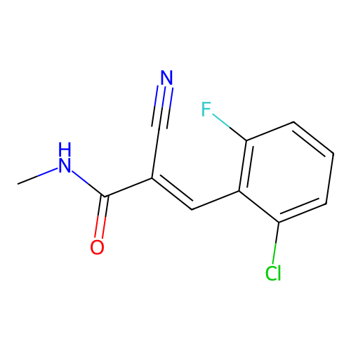 (2E)-3-(2-chloro-6-fluorophenyl)-2-cyano-N-methylprop-2-enamide structure