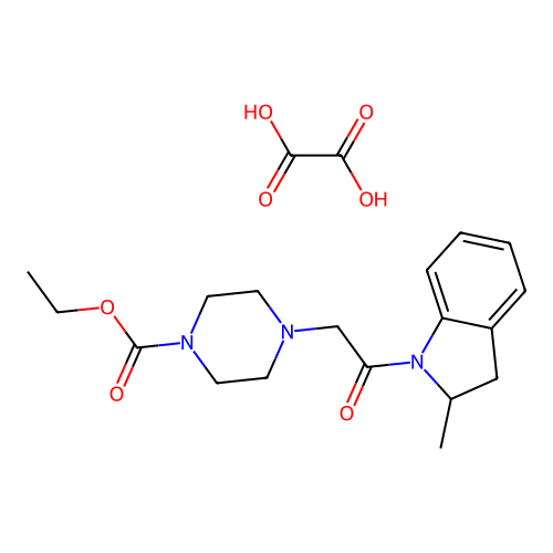Ethyl 4-(2-(2-methylindolin-1-yl)-2-oxoethyl)piperazine-1-carboxylate oxalate structure