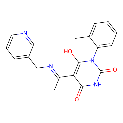 1-(2-methylphenyl)-5-[1-(pyridin-3-ylmethylamino)ethylidene]-1,3-diazinane-2,4,6-trione structure