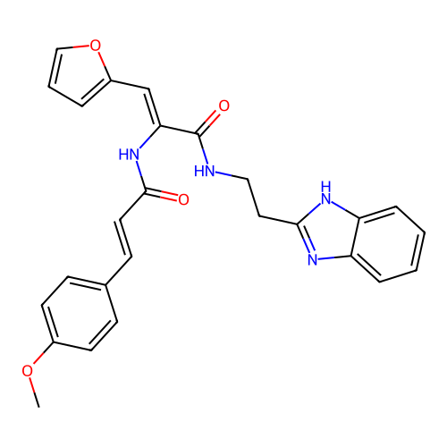 (2Z)-N-[2-(1H-benzimidazol-2-yl)ethyl]-3-(furan-2-yl)-2-{[(2E)-3-(4-methoxyphenyl)prop-2-enoyl]amino}prop-2-enamide structure