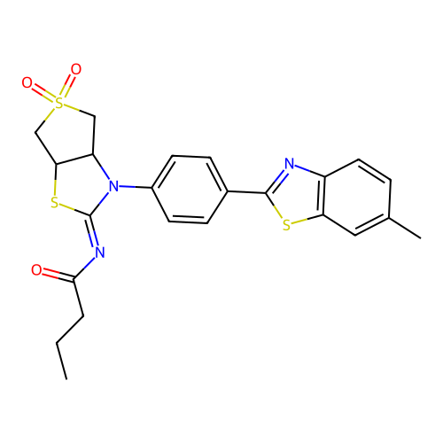 (Z)-N-(3-(4-(6-methylbenzo[d]thiazol-2-yl)phenyl)-5,5-dioxidotetrahydrothieno[3,4-d]thiazol-2(3H)-ylidene)butyramide structure