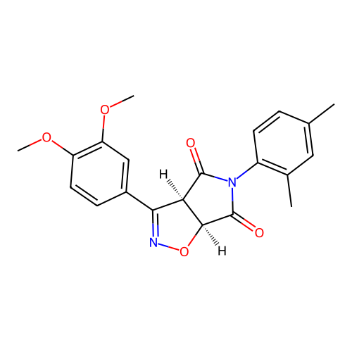 (3aR,6aS)-3-(3,4-dimethoxyphenyl)-5-(2,4-dimethylphenyl)-3a,6a-dihydropyrrolo[3,4-d][1,2]oxazole-4,6-dione structure