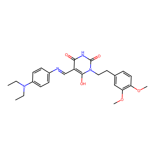 (5E)-5-[[4-(diethylamino)anilino]methylene]-1-homoveratryl-barbituric acid structure