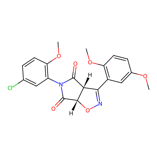 (3aR,6aS)-5-(5-chloro-2-methoxyphenyl)-3-(2,5-dimethoxyphenyl)-3a,6a-dihydropyrrolo[3,4-d][1,2]oxazole-4,6-dione structure