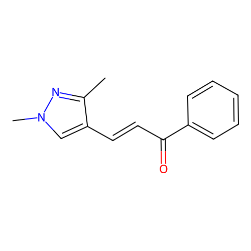 3-(1,3-dimethyl-1H-pyrazol-4-yl)-1-phenyl-2-propen-1-one structure