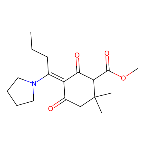 Methyl 6,6-dimethyl-2,4-dioxo-3-(pyrrolidinylbutylidene)cyclohexanecarboxylate structure