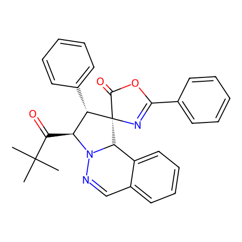 (1'R,2'S,3'R)-2,2'-diphenyl-3'-pivaloyl-3',10b'-dihydro-2'H,5H-spiro[oxazole-4,1'-pyrrolo[2,1-a]phthalazin]-5-one structure
