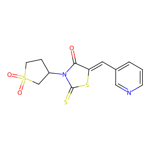(5Z)-3-(1,1-dioxothiolan-3-yl)-5-(pyridin-3-ylmethylidene)-2-sulfanylidene-1,3-thiazolidin-4-one structure