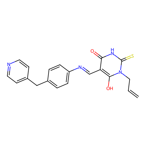 (5E)-1-prop-2-enyl-5-[[4-(pyridin-4-ylmethyl)anilino]methylidene]-2-sulfanylidene-1,3-diazinane-4,6-dione structure
