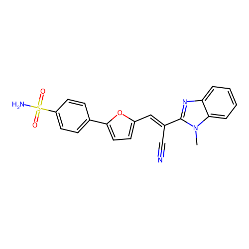 (E)-4-(5-(2-cyano-2-(1-methyl-1H-benzo[d]imidazol-2-yl)vinyl)furan-2-yl)benzenesulfonamide structure
