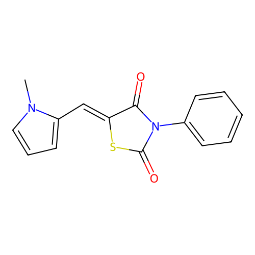 (5Z)-5-[(1-methylpyrrol-2-yl)methylidene]-3-phenyl-1,3-thiazolidine-2,4-dione structure