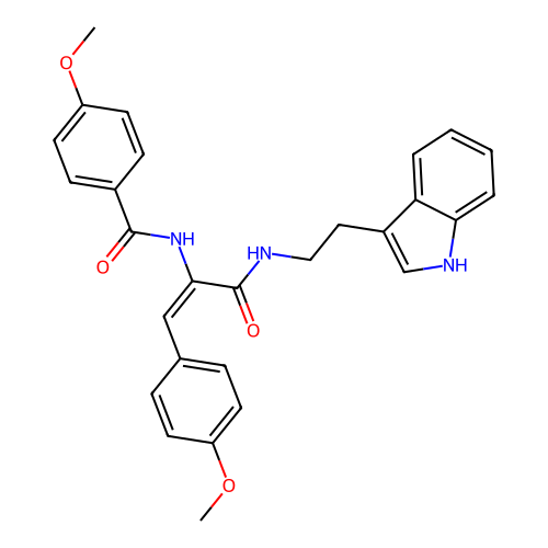 (E)-N-(3-((2-(1H-indol-3-yl)ethyl)amino)-1-(4-methoxyphenyl)-3-oxoprop-1-en-2-yl)-4-methoxybenzamide structure