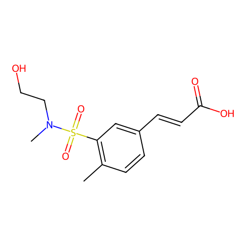(E)-3-{3-[(2-Hydroxy-ethyl)-methyl-sulfamoyl]-4-methyl-phenyl}-acrylic acid structure