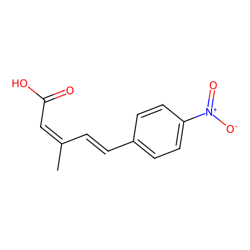 (2Z,4E)-3-methyl-5-(4-nitrophenyl)penta-2,4-dienoic acid structure