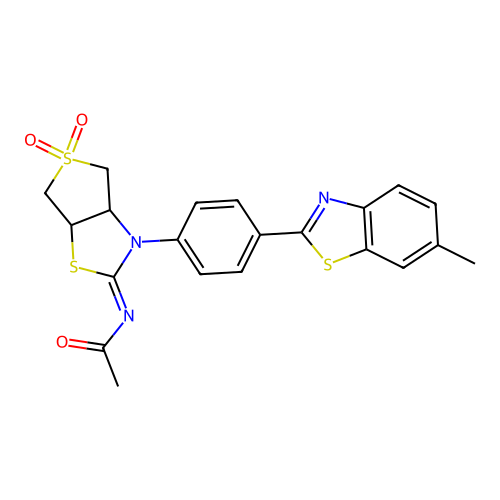 (Z)-N-(3-(4-(6-methylbenzo[d]thiazol-2-yl)phenyl)-5,5-dioxidotetrahydrothieno[3,4-d]thiazol-2(3H)-ylidene)acetamide structure
