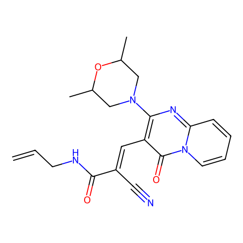 (E)-2-cyano-3-[2-(2,6-dimethylmorpholin-4-yl)-4-oxopyrido[1,2-a]pyrimidin-3-yl]-N-prop-2-enylprop-2-enamide structure