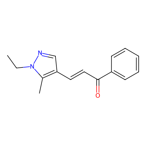 3-(1-ethyl-5-methyl-1H-pyrazol-4-yl)-1-phenyl-2-propen-1-one structure