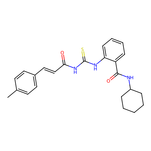 N-cyclohexyl-2-[({[3-(4-methylphenyl)acryloyl]amino}carbothioyl)amino]benzamide structure
