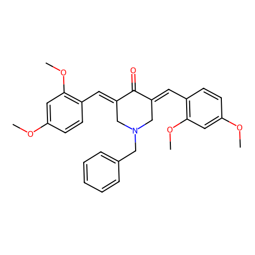 1-Benzyl-3,5-bis(2,4-dimethoxybenzylidene)-4-piperidinone structure