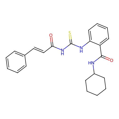 2-{[(cinnamoylamino)carbothioyl]amino}-N-cyclohexylbenzamide structure