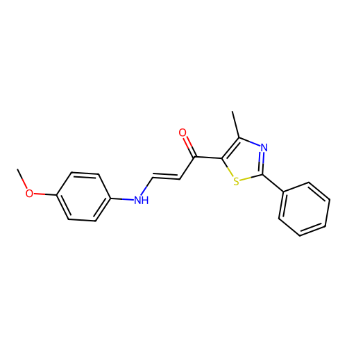(E)-3-(4-methoxyanilino)-1-(4-methyl-2-phenyl-1,3-thiazol-5-yl)-2-propen-1-one structure