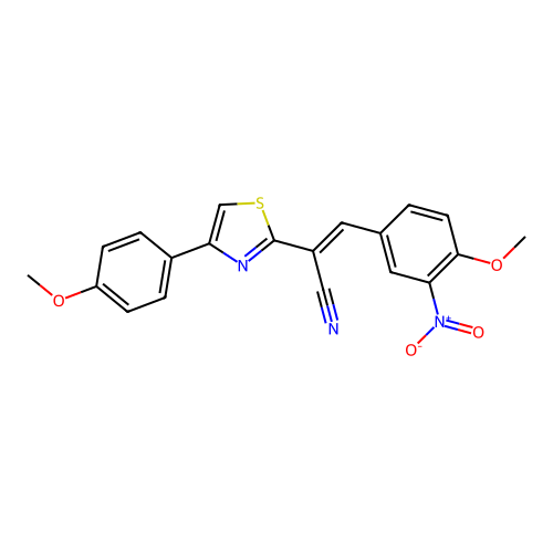(2Z)-3-(4-methoxy-3-nitrophenyl)-2-[4-(4-methoxyphenyl)-1,3-thiazol-2-yl]prop-2-enenitrile structure