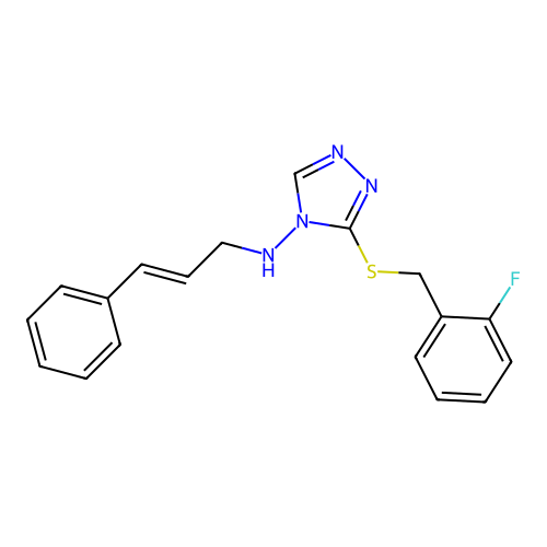 N-cinnamyl-N-{3-[(2-fluorobenzyl)thio]-4H-1,2,4-triazol-4-yl}amine structure