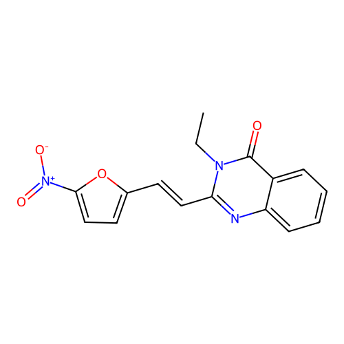 3-Ethyl-2-[2-(5-nitro-furan-2-yl)-vinyl]-3H-quinazolin-4-one structure