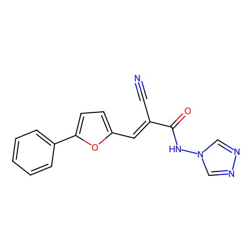 2-Cyano-3-(5-phenyl-furan-2-yl)-N-[1,2,4]triazol-4-yl-acrylamide structure
