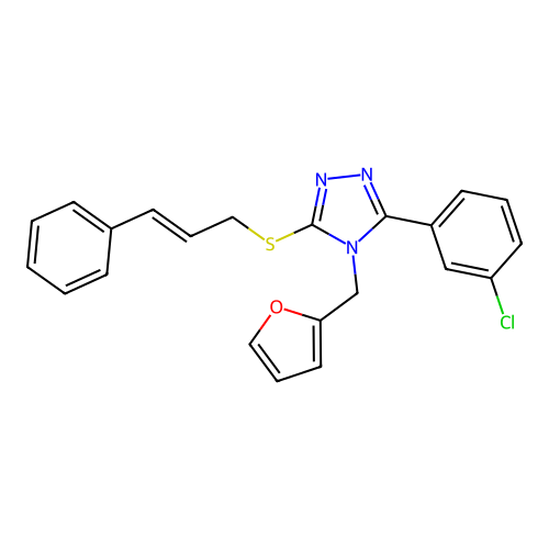 3-(3-Chloro-phenyl)-4-furan-2-ylmethyl-5-((E)-3-phenyl-allylsulfanyl)-4H-[1,2,4]triazole structure