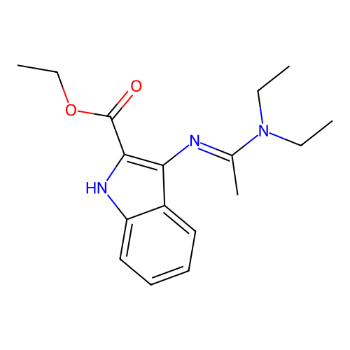 ethyl 3-{[(1E)-1-(diethylamino)ethylidene]amino}-1H-indole-2-carboxylate structure