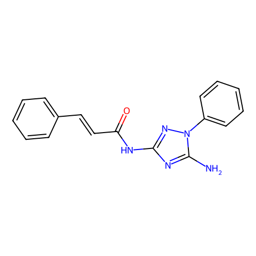N-(5-amino-1-phenyl-1H-1,2,4-triazol-3-yl)-3-phenylacrylamide structure