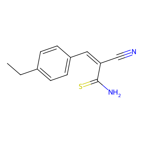(Z)-2-cyano-3-(4-ethylphenyl)prop-2-enethioamide structure