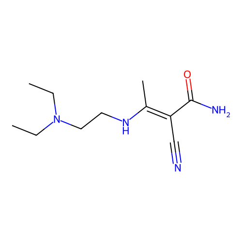 (2E)-2-cyano-3-{[2-(diethylamino)ethyl]amino}but-2-enamide structure