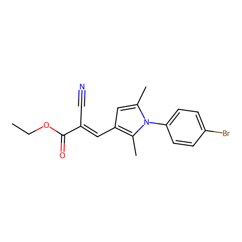 ethyl (2E)-3-[1-(4-bromophenyl)-2,5-dimethyl-1H-pyrrol-3-yl]-2-cyanoprop-2-enoate structure