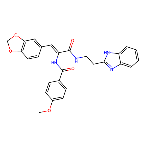 (Z)-N-(3-((2-(1H-benzo[d]imidazol-2-yl)ethyl)amino)-1-(benzo[d][1,3]dioxol-5-yl)-3-oxoprop-1-en-2-yl)-4-methoxybenzamide structure