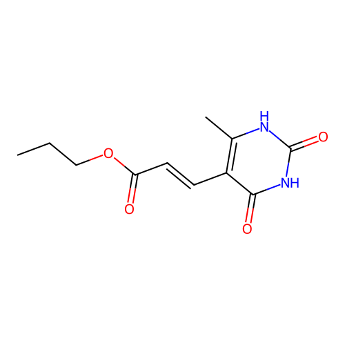propyl (2E)-3-(2,4-dihydroxy-6-methylpyrimidin-5-yl)prop-2-enoate structure