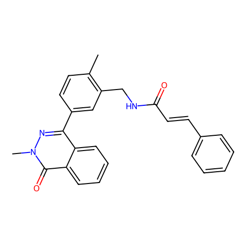 N-(2-methyl-5-(3-methyl-4-oxo-3,4-dihydrophthalazin-1-yl)benzyl)cinnamamide structure