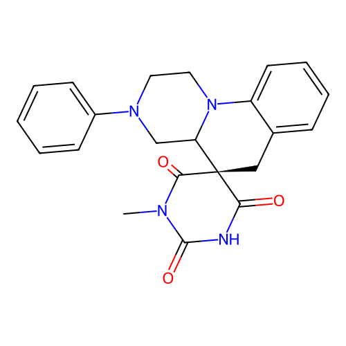 (5R)-1'-methyl-3-phenyl-1,2,3,4,4a,6-hexahydro-1'H-spiro[pyrazino[1,2-a]quinoline-5,5'-pyrimidine]-2',4',6'(3'H)-trione structure
