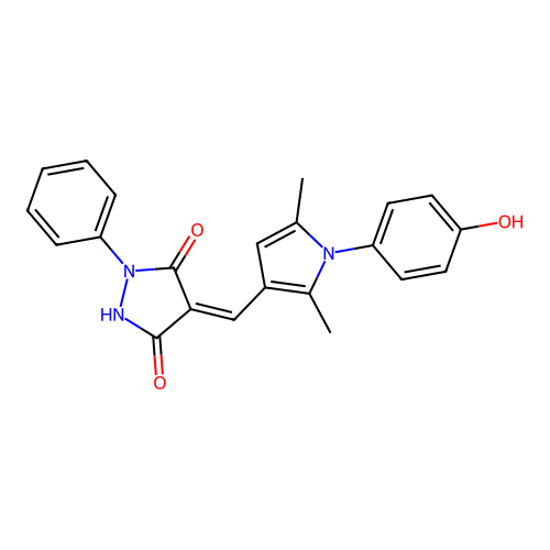 (4Z)-4-[[1-(4-hydroxyphenyl)-2,5-dimethylpyrrol-3-yl]methylidene]-1-phenylpyrazolidine-3,5-dione structure