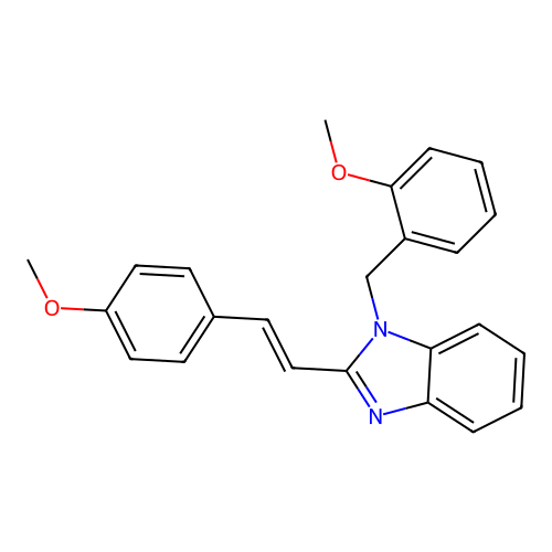 2-[(E)-2-(4-methoxyphenyl)ethenyl]-1-[(2-methoxyphenyl)methyl]benzimidazole structure